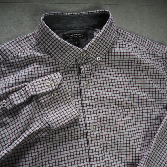 Banana Republic Men's Large Luxe Flannel Slim Fit Shirt Button Down Plaid - Picture 1 of 7